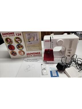 Janome New Home 124 Electric Sewing Machine, Power Cord, Foot Pedal, Manual  Box